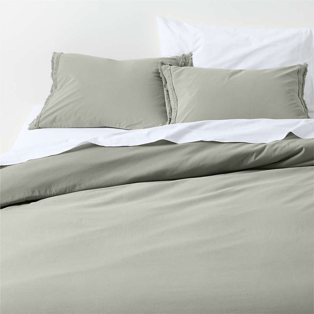 Favorite Washed Organic Cotton Shadow Sage Full/Queen Duvet + 2 Shams Set